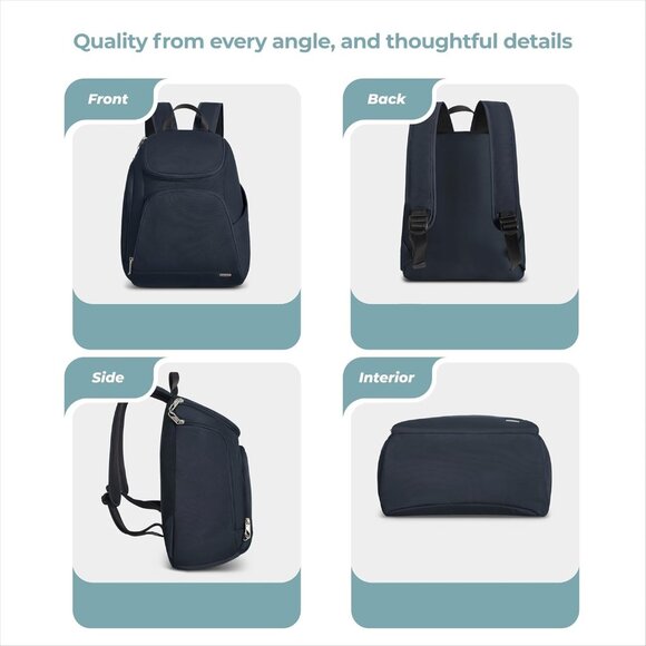 Travelon Midnight Anti-Theft Classic Backpack/NWT - Picture 12 of 16